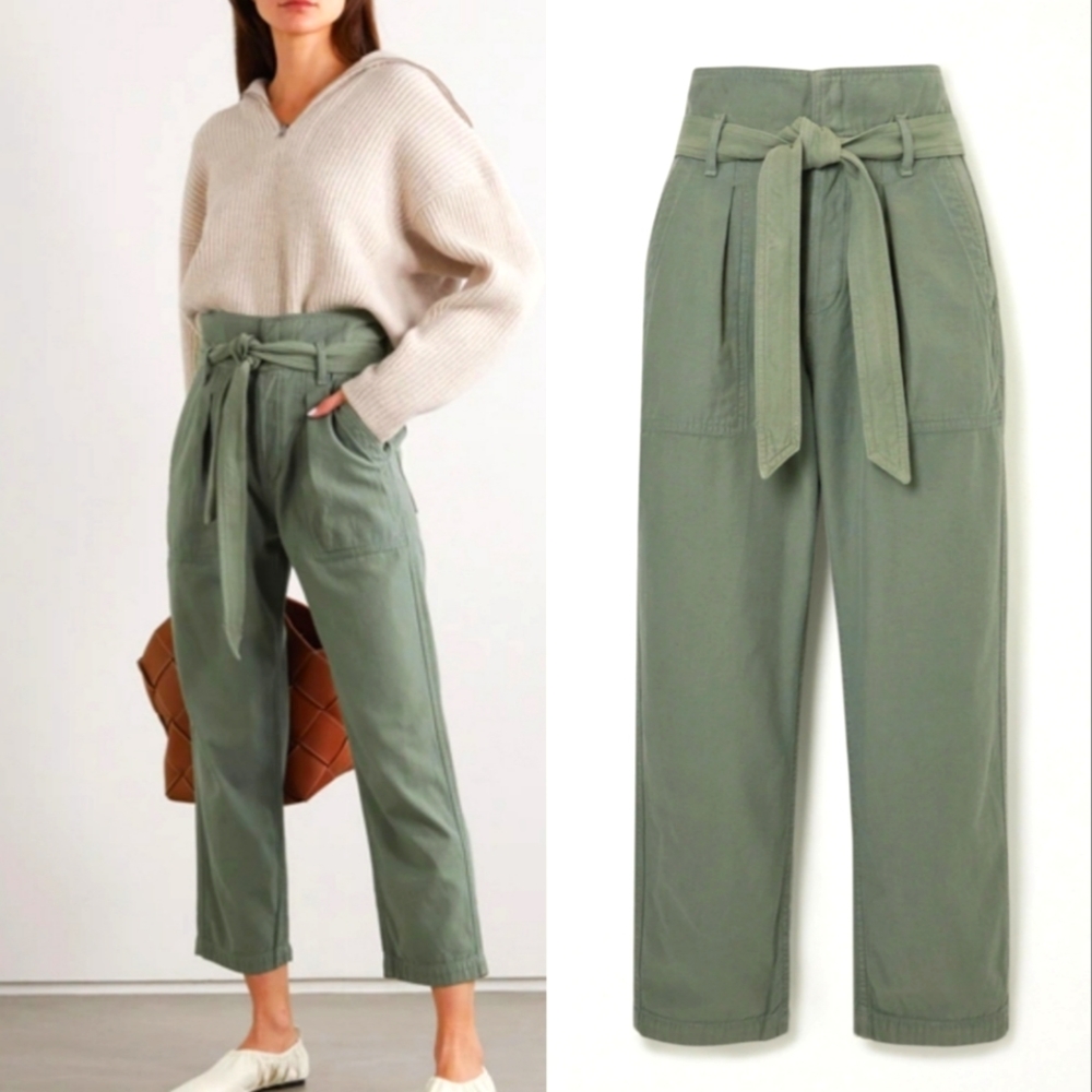 Citizens of Humanity Noelle Cropped Belted Relaxed Tapered Fit Paper Bag Waist